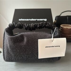 Alexander Wang Black Sparkle Scrunchie Bag